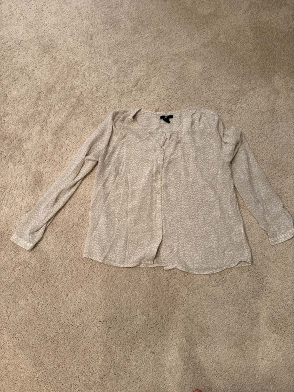 H&M Cream Printed Button-Down Blouse